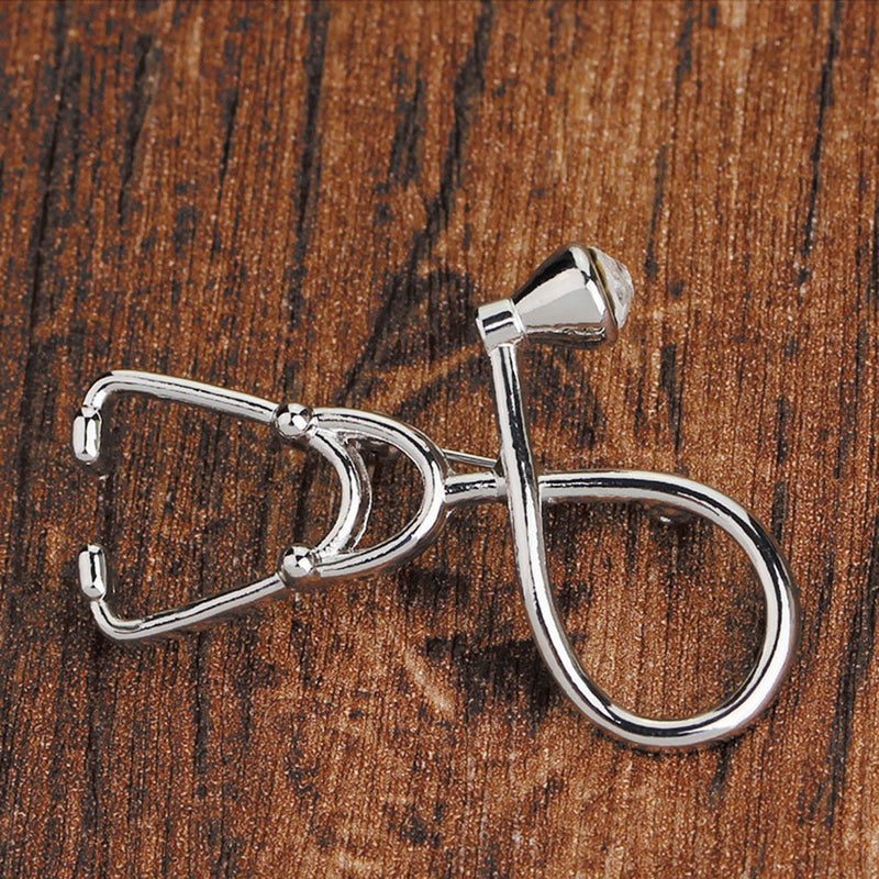 [Australia] - MINGHUA Stethoscope Brooch Stethoscope Pin Nurse, Medical Student Graduation Gift, Physician Jewelry Silver 