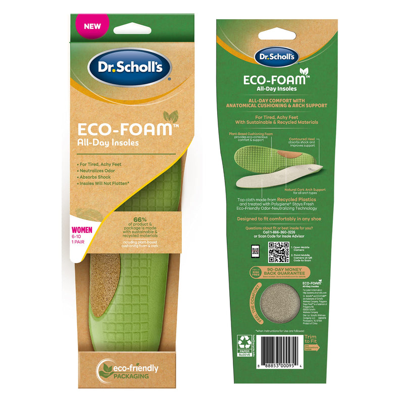 [Australia] - Dr. Scholl's Eco-Foam Insoles for Women, Shoe Inserts Made with Sustainable and Recycled Material, Women's 6-10 