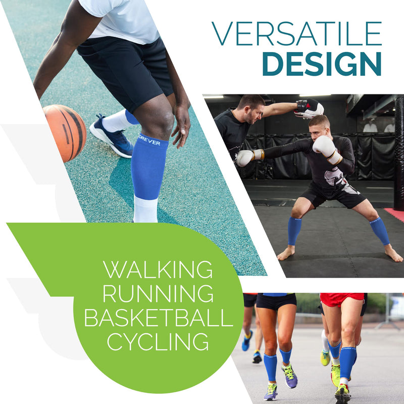[Australia] - Calf Compression Sleeves For Men & Women - Leg Compression Sleeve - Footless Compression Socks for Shin Splint &Varicose Vein Blue Large 