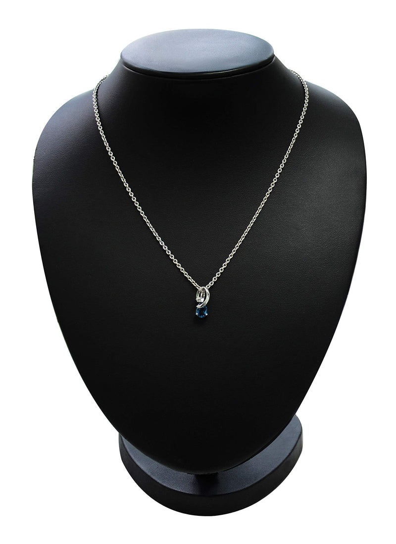 [Australia] - RB Gems Sterling Silver 925 Pendant Necklace Genuine GEMS Pear 9x6 mm, Rhodium-Plated Finish, 8” Long london-blue-topaz 