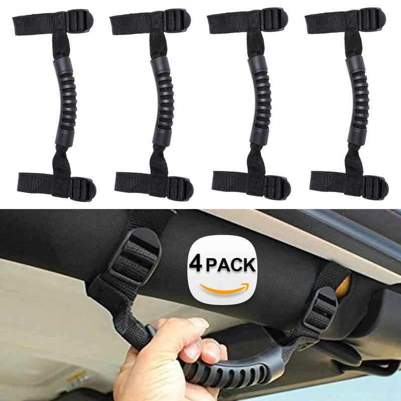 [Australia] - Beside_Auto 4 x Black Roll Bar Grab Handles Grip Handle For Wrangler YJ TJ JK JK JL JLU Sports Sahara Freedom Rubicon X & Unlimited 1995-2018 (Black) 
