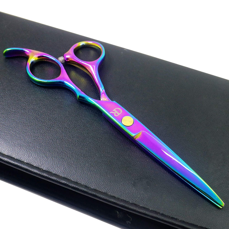 [Australia] - Professional Hair Cutting Shears,6 Inch Barber hair Cutting Scissors Sharp Blades Hairdresser Haircut For Women/Men/kids 420c Stainless Steel Rainbow Color (A) 