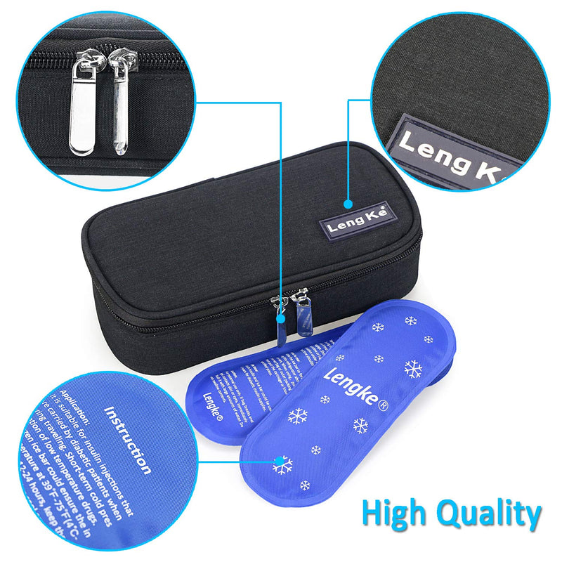 [Australia] - YOUSHARES Insulin Travel Case - Insulated Medication Cooler Travel Bag for Diabetic Insulin Pen and Vials Storage with 2 Cooling Ice Packs (Black) B_black 