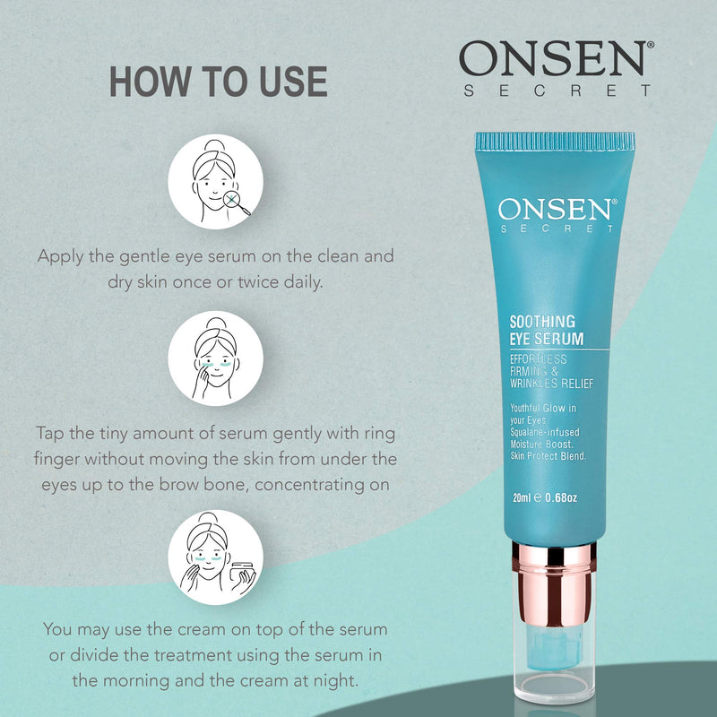 [Australia] - Onsen Under Eye Serum - Eye Serum Anti Aging Bags and Dark Circle, Made Of Sacred Japanese Hot Spring Minerals for Wrinkles, Dark Circles, Firming Morning & Night Soothing Serum 0.68 oz / 20 ml 0.68 Fl Oz (Pack of 1) 