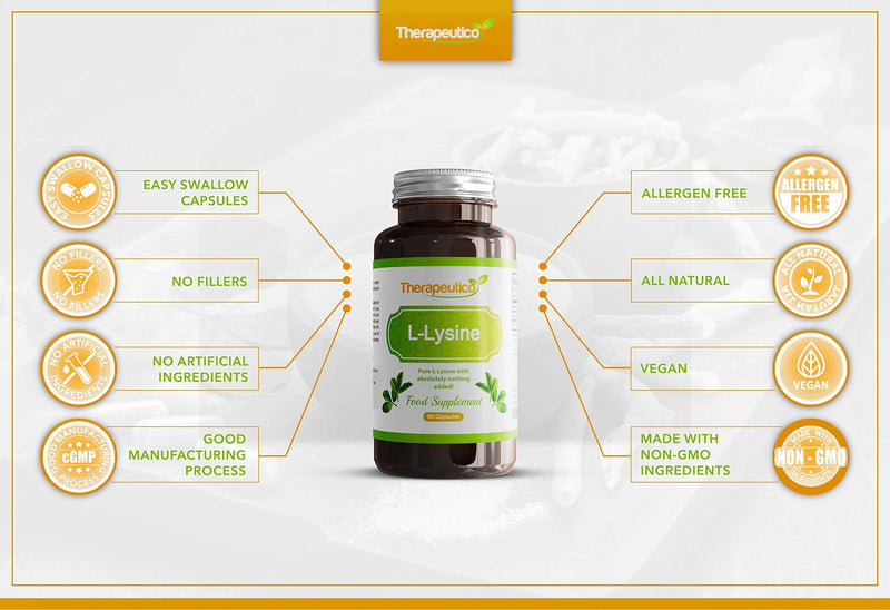 [Australia] - L-Lysine Capsules | Split Dose | 1000mg Serving | Easy Swallow Capsules | 60 Vegan Capsules | UK Made | No Binders, Fillers, Additives 