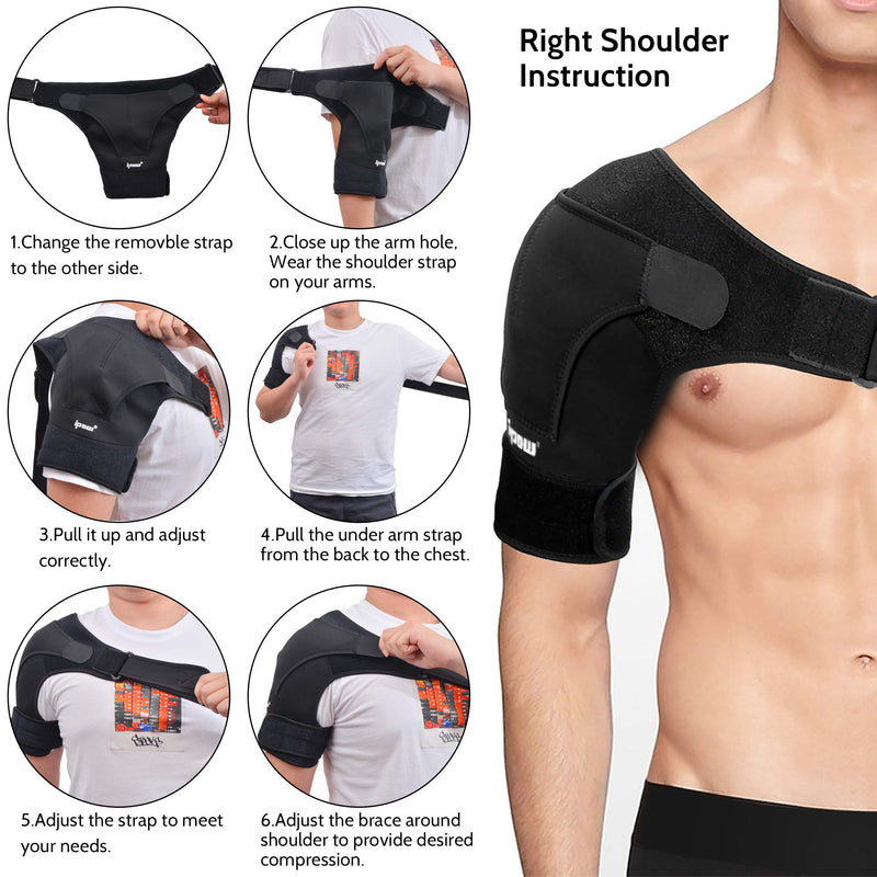 [Australia] - ipow Adjustable Unisex Shoulder Support Brace Strap Fits Left or Right Shoulder Helps Shoulder Stability - L Large 