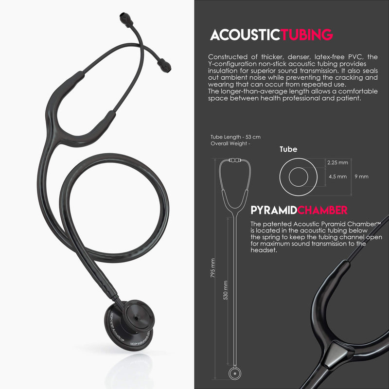 [Australia] - MDF® Acoustica® Deluxe Lightweight Dual Head Stethoscope - Free-Parts-for-Life & Lifetime-Warranty - All Black (MDF747XPBO) 