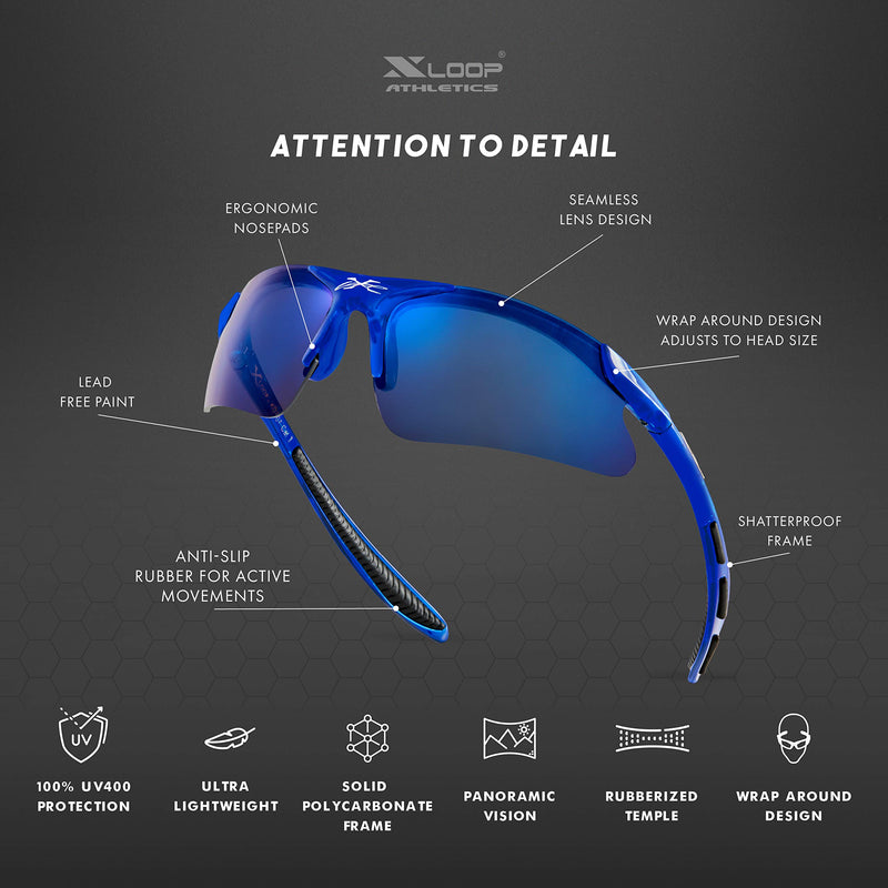 [Australia] - Kids Sports Sunglasses for Boys Girls Children Age 3-10 Baseball Cycling Softball UV400 Glasses Blue | Blue Mirror 