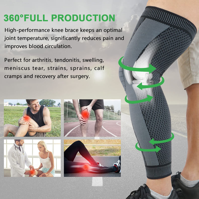 [Australia] - Full Leg Sleeve by Beister, Knee Braces for Knee Pain Women & Men, Knee Compression Sleeves, Knee Support for Meniscus Tear, ACL, Arthritis, Joint Pain Relief,Sport (Pair) Black Medium 