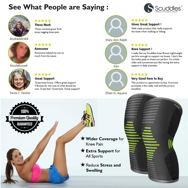 [Australia] - Scuddles Compression Knee Sleeve - Best Knee Brace for Meniscus Tear, Arthritis, Quick Recovery etc. – Knee Support for Running, Crossfit, Basketball and Other Sports 