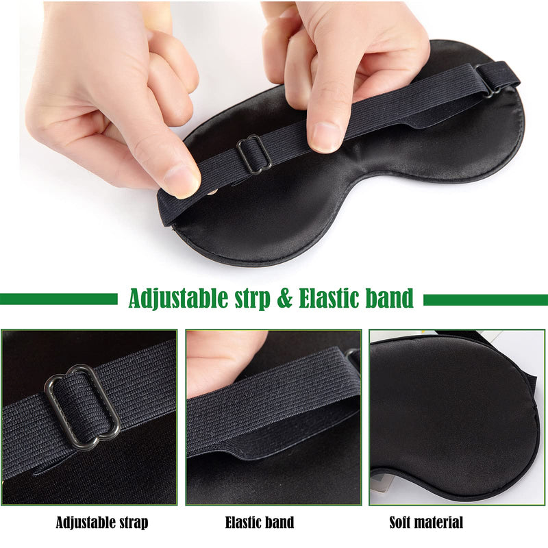 [Australia] - Sleep Mask for Women and Men Eye Mask for Sleeping Adjustable Elastic Strap Blackout Silk Sleep Eye Masks Soft Comfortable Eye Covers Blindfolds Black 2 Pcs 