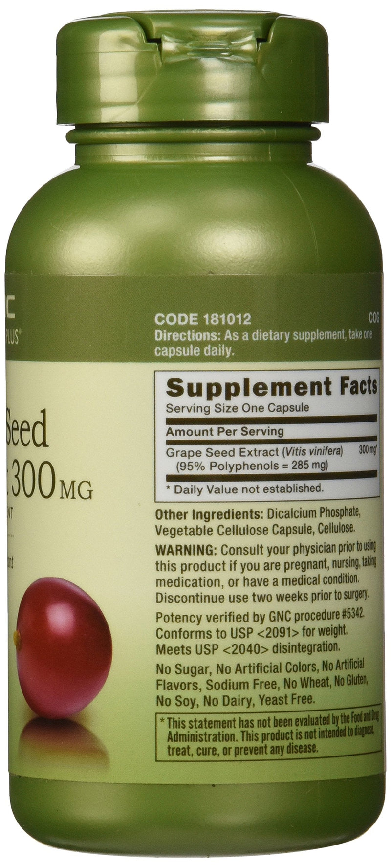 [Australia] - GNC Herbal Plus Grape Seed Extract, 300 mg | Provides Antioxidant Support | 100 Capsules 1 