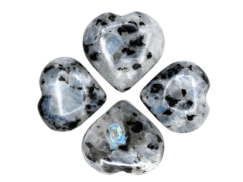 [Australia] - Rainbow Moonstone Crystal Heart Palm Stone - Pocket Massage Worry Stone for Natural Body Chakra Balancing, Reiki Healing and Crystal Grid Rainbow Moonstone 