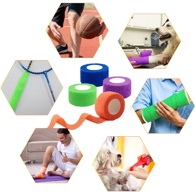 [Australia] - BQTQ 30 Rolls Cohesive Bandage 1 Inch Self Adherent Sport Wrap Tape Breathable Athletic Tape for Human and Animals Ankle Sprains Swelling, Assorted Colour 