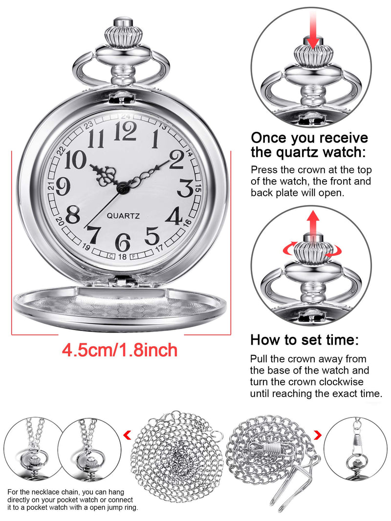 [Australia] - Hicarer Grandfather Pocket Watch for Father's Day Christmas Birthday, Personalized Gift for Grandfather- Never Forget That, I Love You Forever Silver 