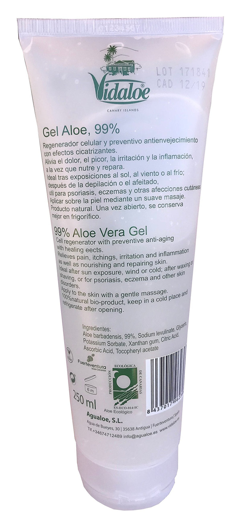 [Australia] - Vidaloe Aloe Vera Gel 99% Aloe Vera 250ml x 3 units 
