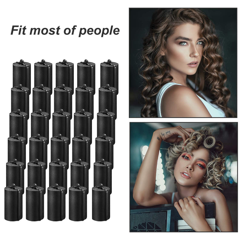 [Australia] - 60 Pieces Satin Foam Sponge Hair Rollers Soft Foam Hair Styling Curlers Flexible Hairdressing Curlers Black Perm Rods Wave Curlers (1.4 Inch) 