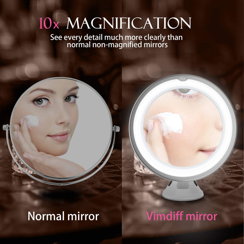 [Australia] - Updated 2020 Version 10X Magnifying Makeup Vanity Mirror with Lights, LED Lighted Portable Hand Cosmetic Magnification Light up Mirrors for Home Tabletop Bathroom Shower Travel 