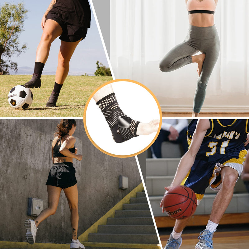 [Australia] - Ankle Compression Sleeve for Sprained Ankle, 2 PCS Copper Ankle Brace for Women & Men, Breathable Ankle/Arch Support with Removable Strap, Ankle Stabilizer Brace for Injury Recovery, Pain Relief (S) Small 