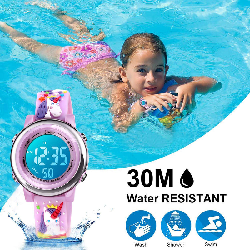 [Australia] - Kids Digital Sport Waterproof Watch for Girls Boys, Kid Sports Outdoor LED Electrical Watches with Luminous Alarm Stopwatch Child Wristwatch - Unicorn Lavender 