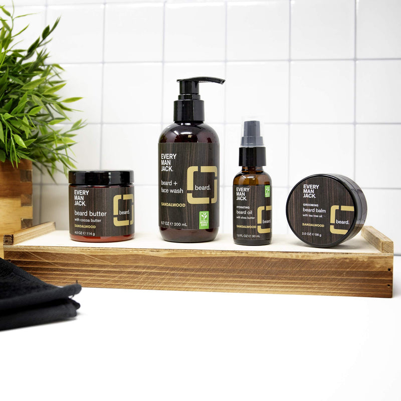 [Australia] - Every Man Jack Beard Oil - Sandalwood | 30 ml - 1 Bottle | Naturally Derived, Parabens-free, Pthalate-free, Dye-free, and Certified Cruelty Free 