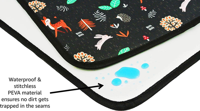 [Australia] - JollyEst® Foldable Travel Changing Mat | Extra Large 70cm x 55cm, Padded, Free Wet-Dry Bag Black 