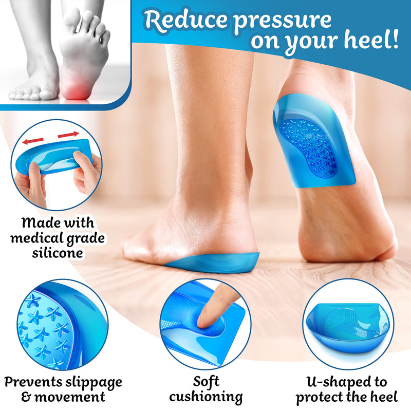 [Australia] - Medipaq Posture Correcting Gel Heel Levelling Supports - Angled Design Corrects Pronation or Supination - Plantar Fasciitis-Large 1x Pair - M/L (Size 8 - 12) 