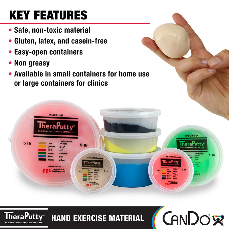 [Australia] - CanDo Theraputty Plus Hand Exercise Putty for Rehabilitation, Exercises, Hand Thearpy, Occupational Therapy, Hand Strengthening, Improve Motor Skills, Stress Relief 2-ounce XX-SOFT 