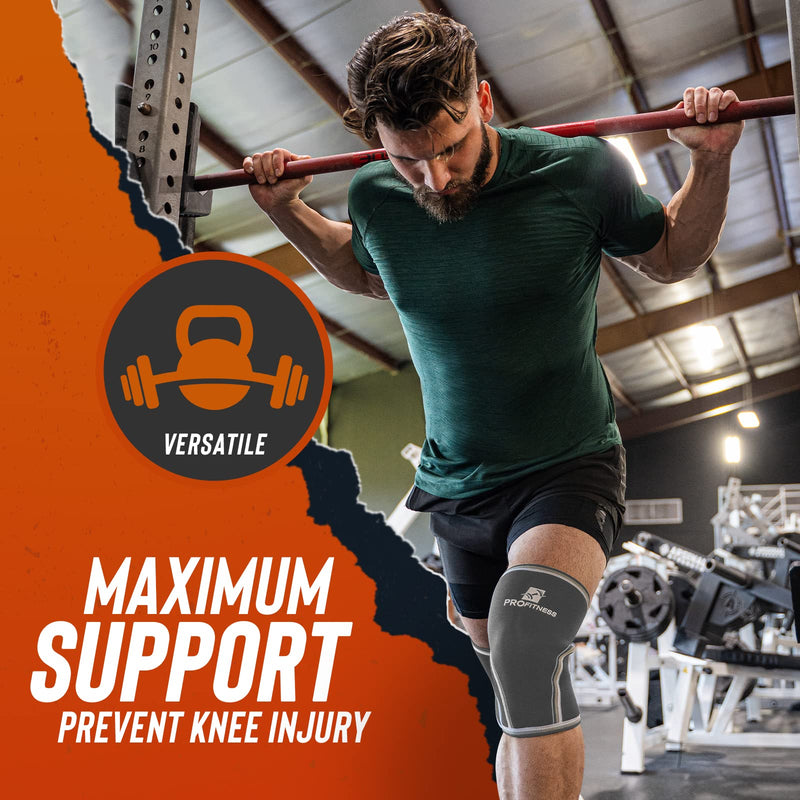 [Australia] - Knee sleeves for weightlifting (Sold as a Pair) for Men & Women | 7mm Thick Neoprene Compression Knee Sleeve | Knee Brace Support Working Out & Weight Lifting Squat, Deadlift, Mobility & Warmth Gray Medium 