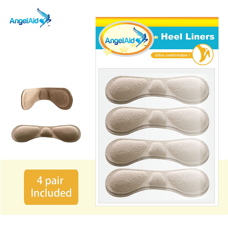 [Australia] - 4 Pairs Angelaid Comfy Foam Heel Liners, Self-Adhesive Cushion to Protect Heels 