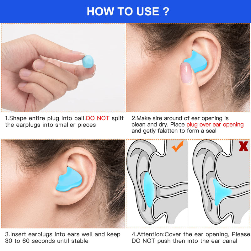 [Australia] - Reusable Super Soft Noise Reduction Silicone Ear Plugs, 35dB Highest NRR, Waterproof Noise Cancelling Ear Plugs for Sleeping, Swimming, Shooting, Airplanes, Concerts, Mowing Blue + Orange 