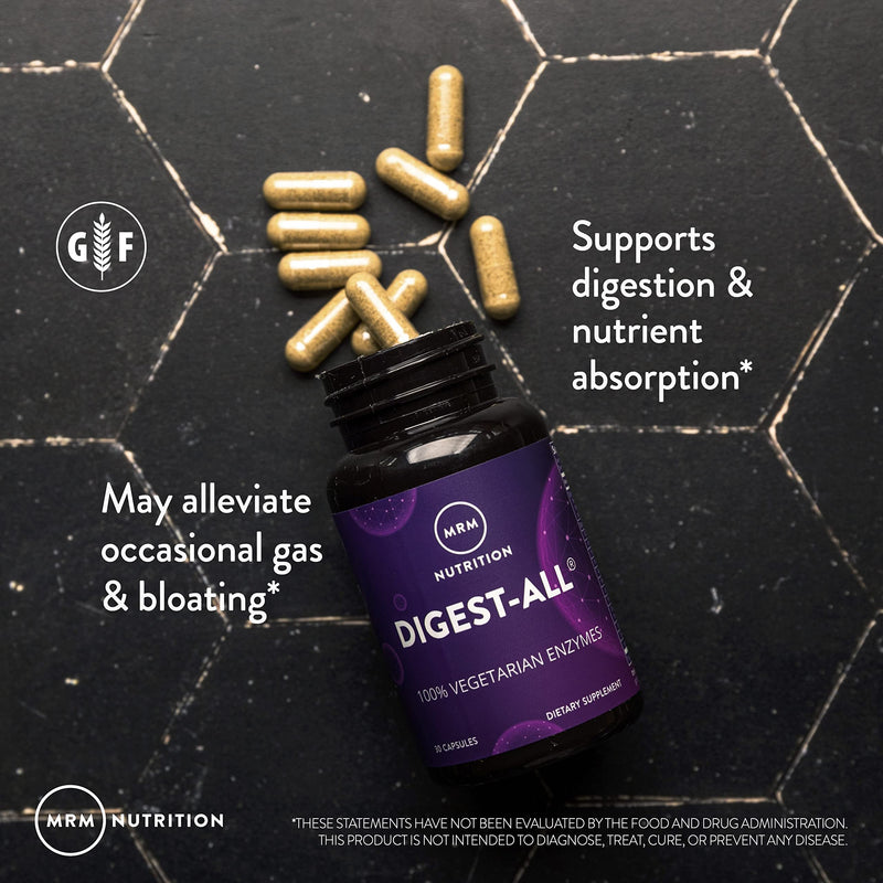 [Australia] - MRM Nutrition Digest-All ® | Digestive Enzymes | Improved Digestion and Absorption | Lactase + Amylase + Lipase| May Help with Bloating and Gas| 100% Vegetarian | Gluten-Free | 100 Capsules MRM Digest-All 100 Count (Pack of 1) 