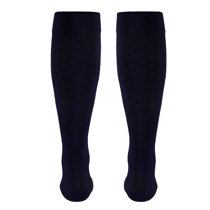 [Australia] - Truform Travel Compression Socks for Men and Women, 15-20 Knee High Over Calf Length, Navy, Medium 