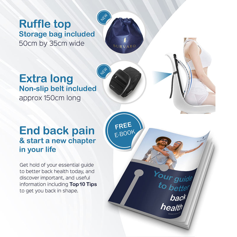 [Australia] - BURVARO Back Stretcher Pro New Edition, Back Pain Relief & Back Stretcher Massager - Corrects Posture, for Circulation & Flexibility - with Strap - Black & Salt Blue Spine Board 