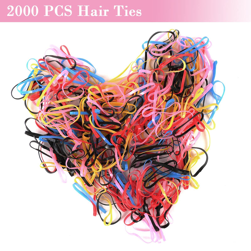 [Australia] - Boobeen 2000 Pack Baby Hair Ties - Elastic Hair Bands - Colored Hair Band Small for Girls - Mini Elastic Rubber Band Multi Color for Long or Short Hair and Braiding Hairstyle Multicolor 