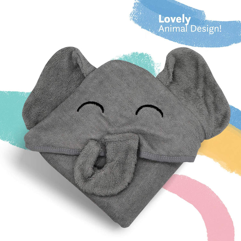 [Australia] - Organic Bamboo Hooded Baby Towel by Liname - Ultra Soft, Thick & Extra Absorbent Baby Towels with Hood for Newborns - Keeps Your Baby Warm & Cosy - Extra Large Baby Bath Towel for Infants & Toddlers Elephant 