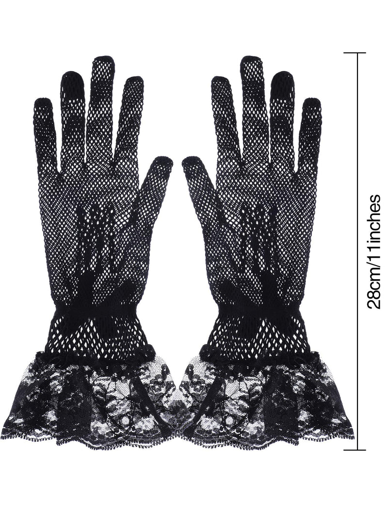 [Australia] - Women's Lace Gloves Floral Gloves Fingerless Gloves Sun Protection Gloves for Wedding Party (Color Set 3) 