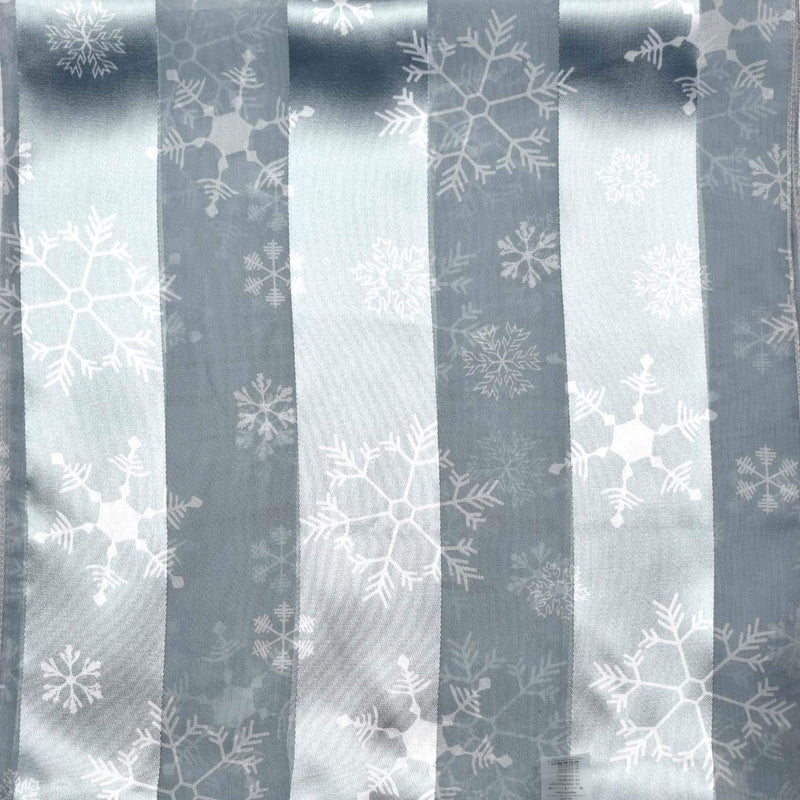 [Australia] - BasicSense Christmas Neck Scarf Satin Reindeer Gingerbread Santa Claus Poinsettia Snow Winter Snowflake Print Xmas Scarves Snowflake - Silver Grey 
