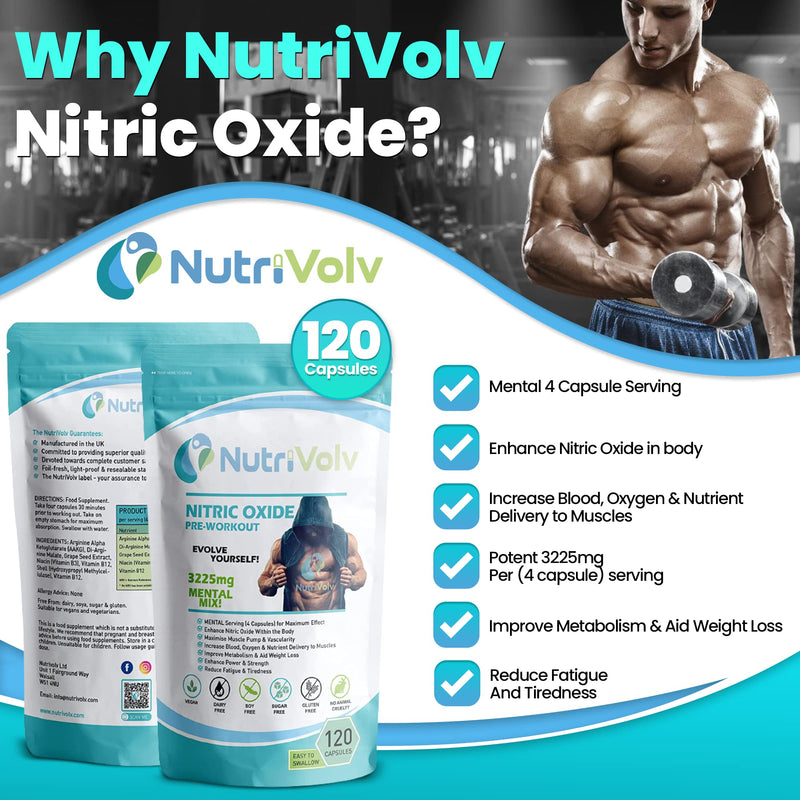 [Australia] - Nitric Oxide L-Arginine 100% Pre Workout Supports Athletic Performance and Muscle Building | 120 Capsules 