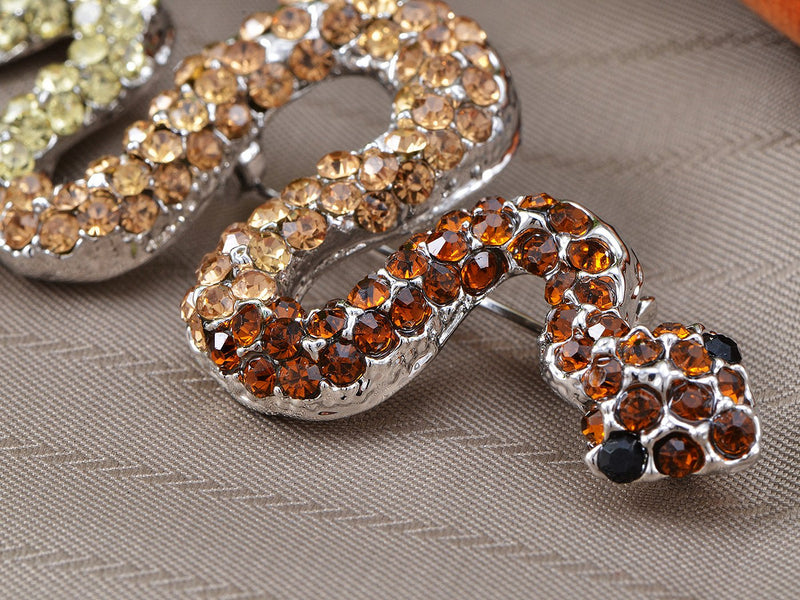 [Australia] - Alilang Womens Silver Tone Ombre Topaz Colored Rhinestone Slithering Jungle Snake Animal Brooch Pin 