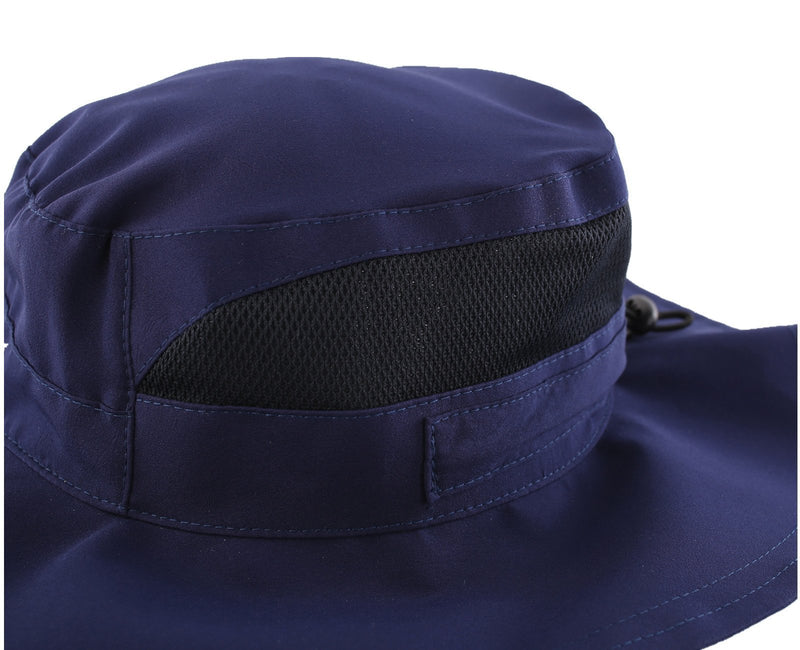 [Australia] - Decentron Womens Summer Mesh Boonie Sun Hat Wide Brim UV Protection Fishing Hat Navy Blue 
