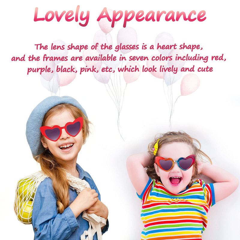 [Australia] - 7 Pairs Kids Sunglasses Heart Shaped Sun Glasses Vintage Sunglasses for Children, Boys and Girls 