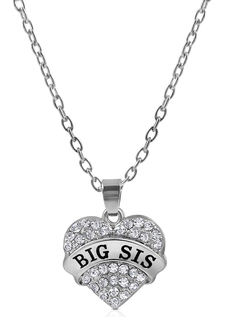[Australia] - Big Sister & Little Sister Birthday Gifts, Sister Heart Necklace Gift Set of 2, Big Sis Lil Sis Jewelry Gifts for Girls, Teens, Women Clear 
