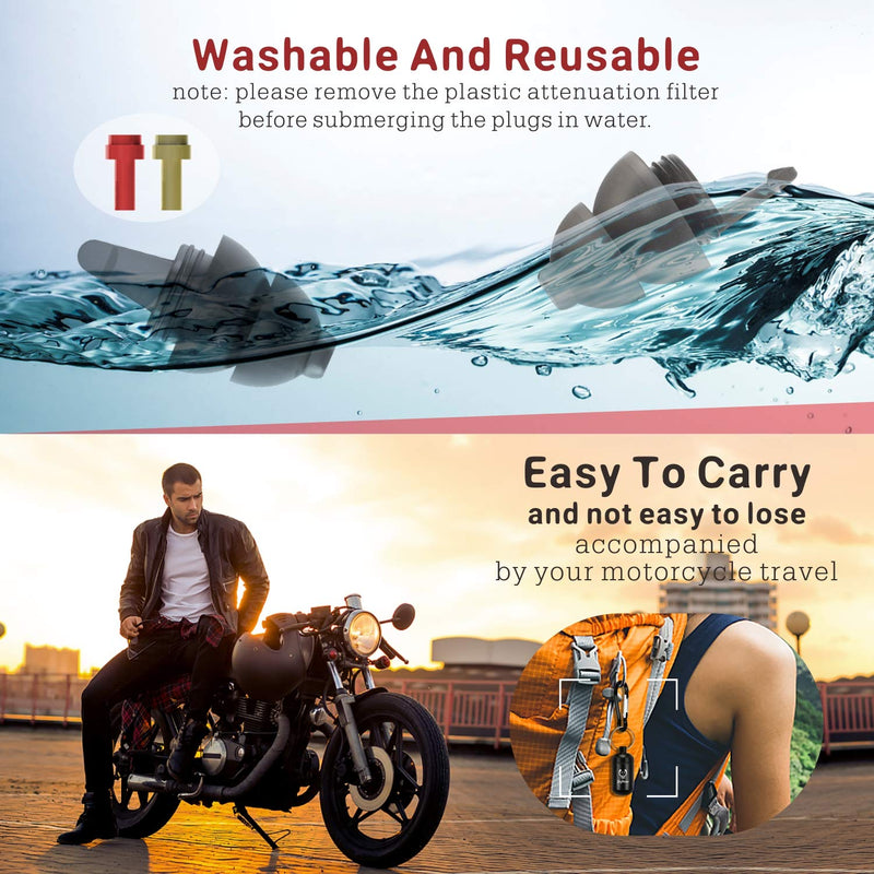[Australia] - Motorcycle Ear Plugs 2 Pairs, Wind Noise Reduction & Premium Hearing Protection Reusable Earplugs for Motor, Motorbike - Earplugs Set for Motorsports, Parachuting, Touring, Racing, Riding, Shooting Black 