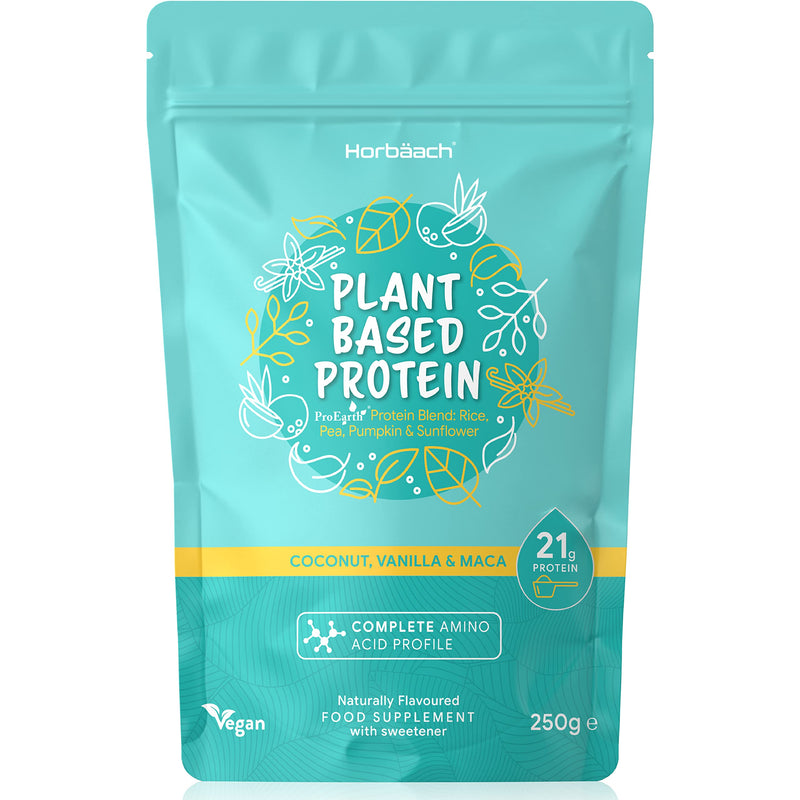[Australia] - Plant Based Protein- Powder Vanilla | 250g Vegan Powder | 21g Protein Per Serving | with Coconut, and Maca Naturally Flavoured Wheat Free Supplement | Complete Amino Acid Profile | by Horbaach Coconut, Vanilla and Maca 250 g (Pack of 1) 