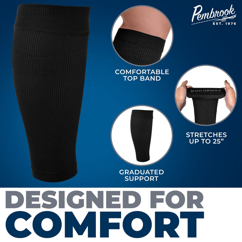 [Australia] - Pembrook Plus Size Compression Sleeves for Legs Women and Men 20-30mmHg - Bariatric Compression Sleeves | Extra Wide 5X-Large Black 