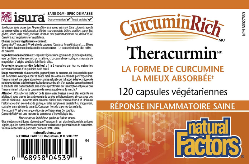 [Australia] - CurcuminRich Theracurmin by Natural Factors, Turmeric, 120 capsules (120 servings) 120 Count (Pack of 1) Standard Packaging 