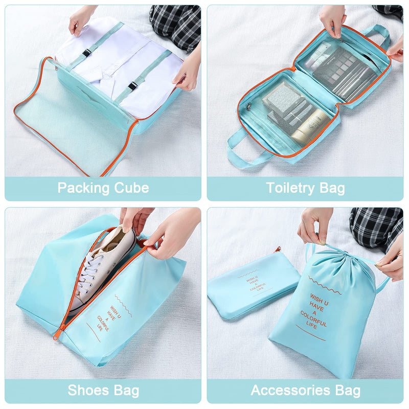 [Australia] - Homsorout Packing Cubes for Travel, 8 Pcs Travel Cubes Suitcase Organiser Bags Travel Organiser Packing Bags for Shoes Clothes Storage Bags 8 Pack Blue 