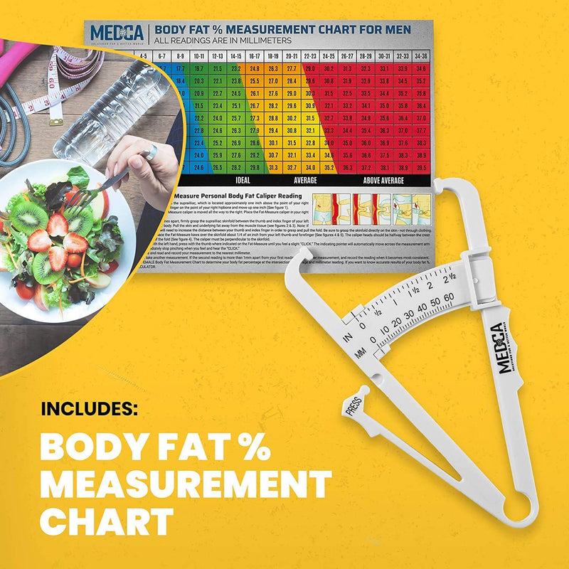 [Australia] - Skinfold Body Fat Caliper - Skin Fold Body Fat Analyzer and Handheld BMI Measurement Tool Skinfold Caliper Device Measures Body Fat for Men and Women by MEDca - (Pack of 2, White) 