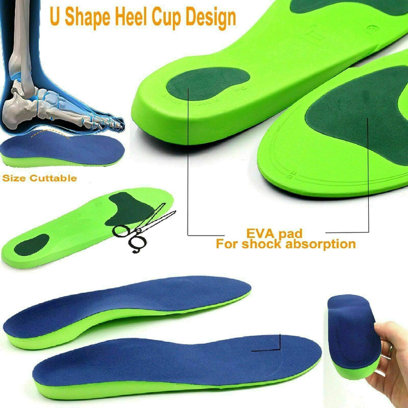 [Australia] - walgreen 11-13 Size Plantar Fasciitis Orthotic Insoles Arch Support Shoe Boot Inserts Women Men Insole Flat Feet Insert Ortho Arch Plantar Series, Green & Blue 